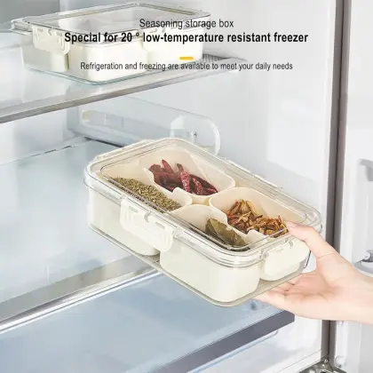 Multifunctional Acrylic Plastic 4 Grid Food & Spices Container