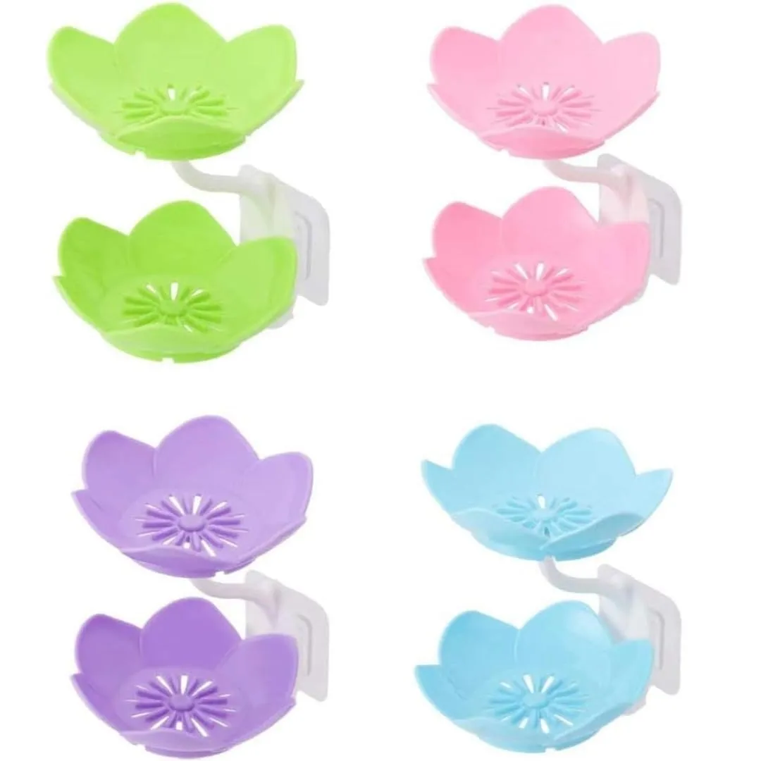 Multicolor Lotus Flower Soap Holder, Double Layer Wall-Mounted, No-Drill with Drainage, Quick-Dry Plastic Bathroom Organizer for Soap Storage, Soap Holder for Bathroom ( Random Color ) - 01 Stand — photo 6