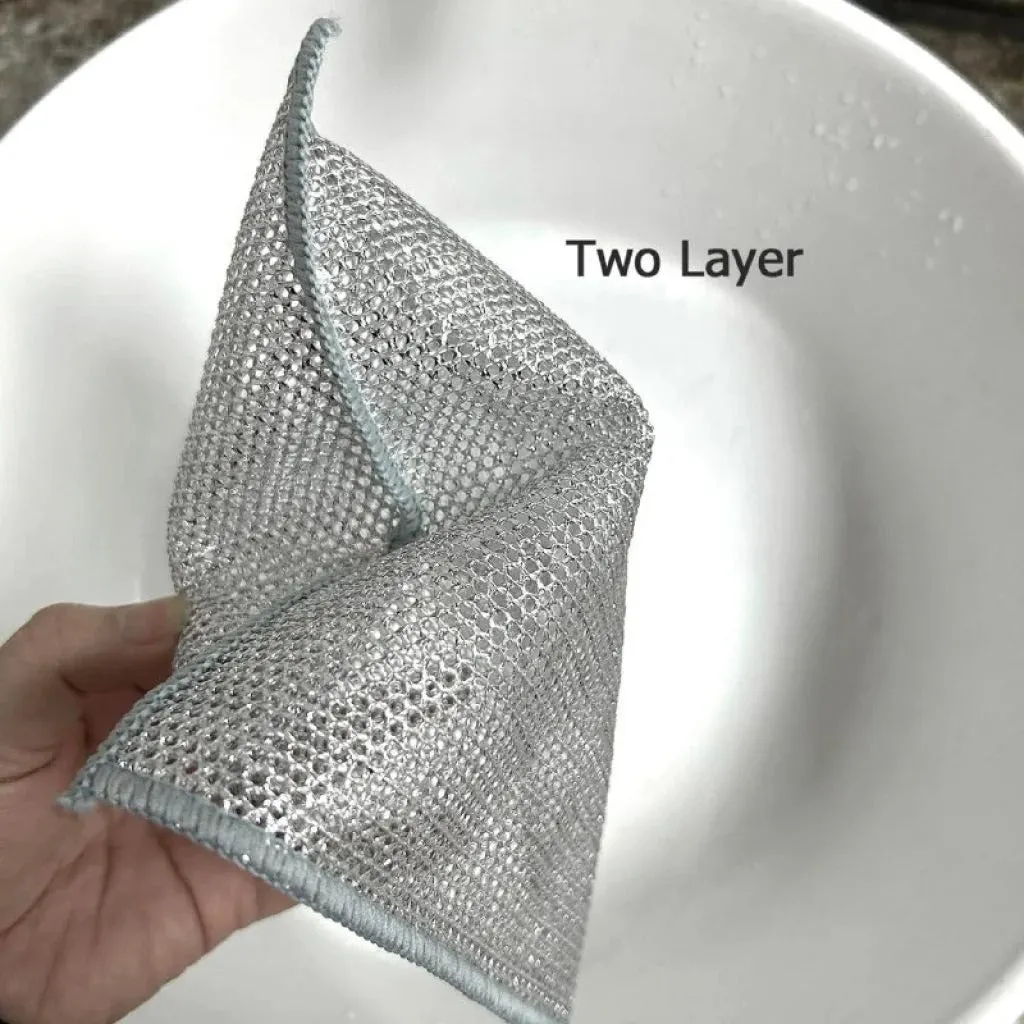 Zidello Double Layer Dishwashing Wire Cleaning Cloth | Heavy-Duty Scrubber