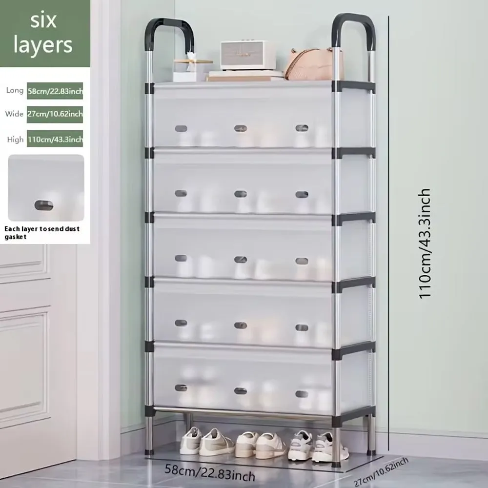 Modern Multi‑Layer Shoe Storage Rack | Dustproof Cover & Handles | Space‑Saving Organizer - 5 layer — photo 4