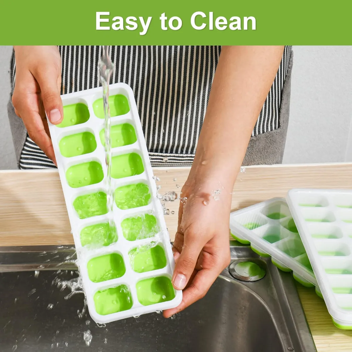 Zidello Silicone Ice Cube Trays with Lid (14 Large Cubes) — photo 2