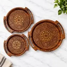 Wooden Carving Plate Bring rustic elegance and artisanal charm to your home with the Wooden Carving Plate Set of 3. — photo 2