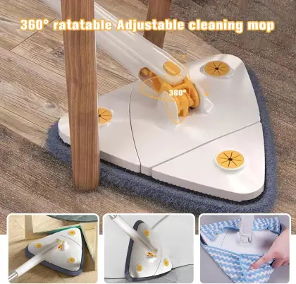 Zidello Triangle Shaped Microfiber Mop –Self-Wringing Floor Dust Mop