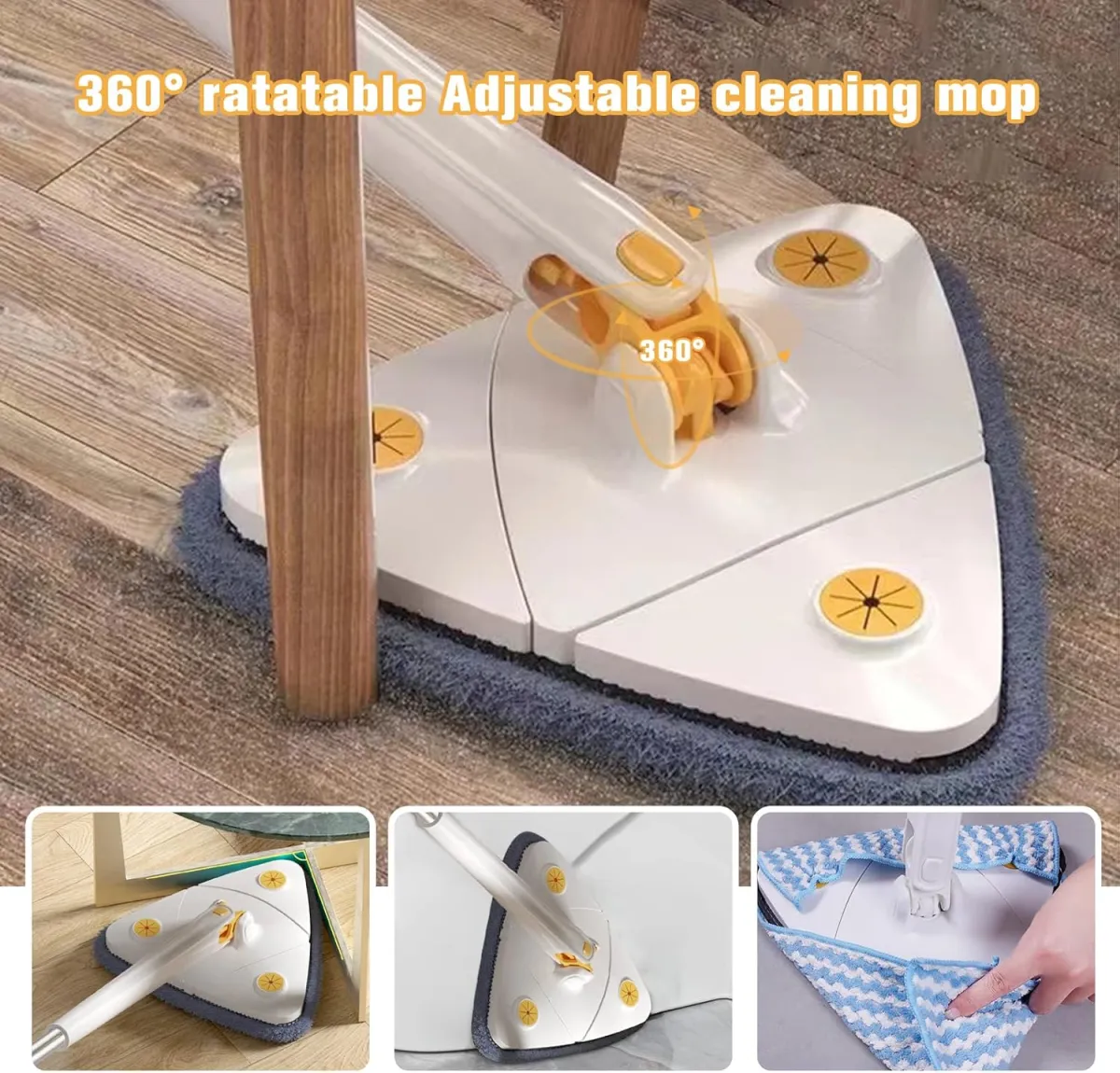Zidello Triangle Shaped Microfiber Mop –Self-Wringing Floor Dust Mop