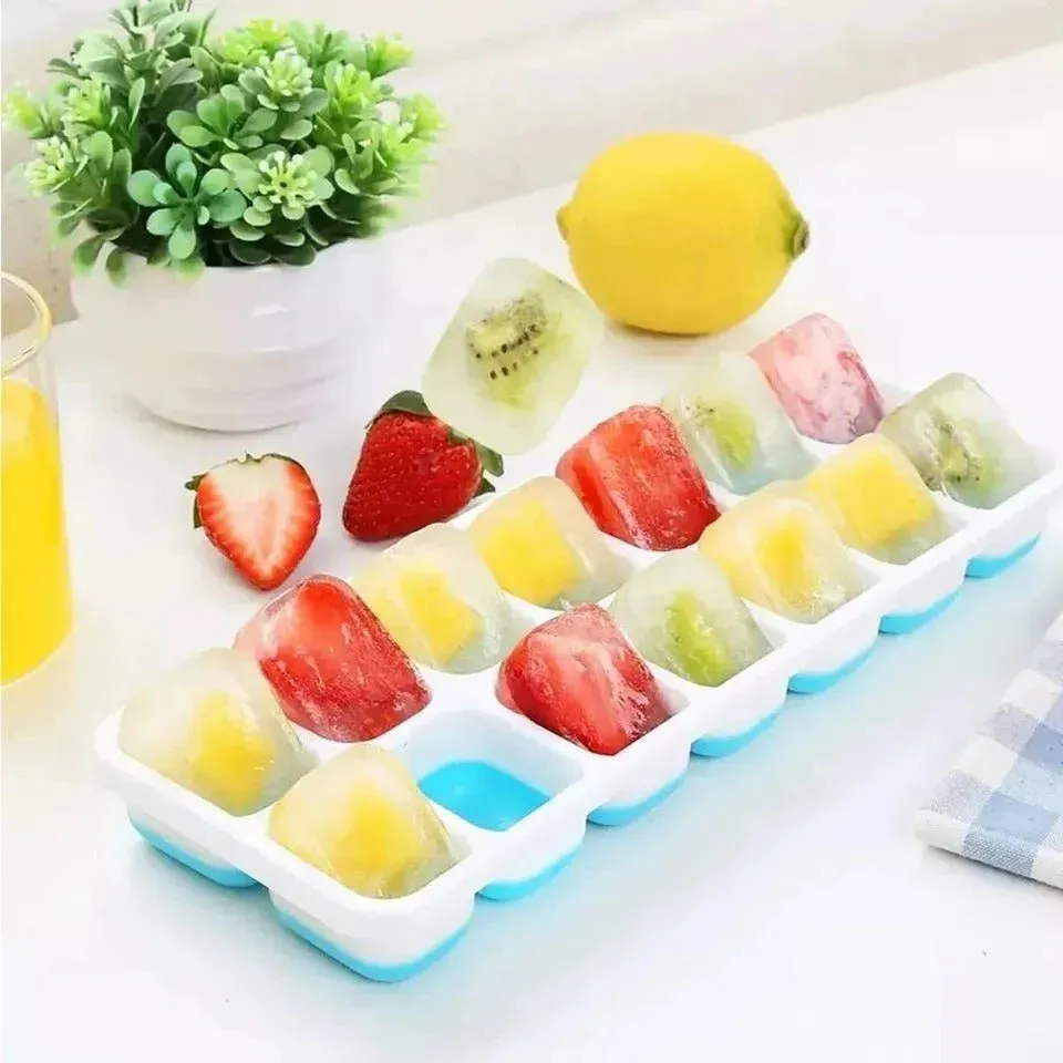 14-grid silicone ice cube tray with Storage Box & Mini Ice Tong | Food Grade Ice Mold — photo 3