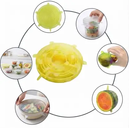 6pcs/Set Silicone Lid Spill Stopper Universal Silicone Suction Lid-Bowl Pan Silicone Cover Kitchen Pan Lids Cover Stopper Tools - Pack Of 2, Pack Of 1