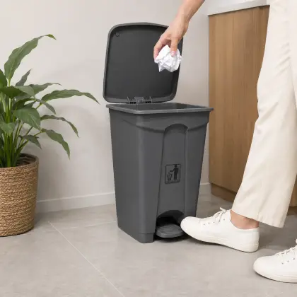 Zidello 20L Plastic Pedal Bin (25 cm × 43cm) – Heavy-Duty Foot-Operated Dustbin for Commercial & Office Use (Random Colours)