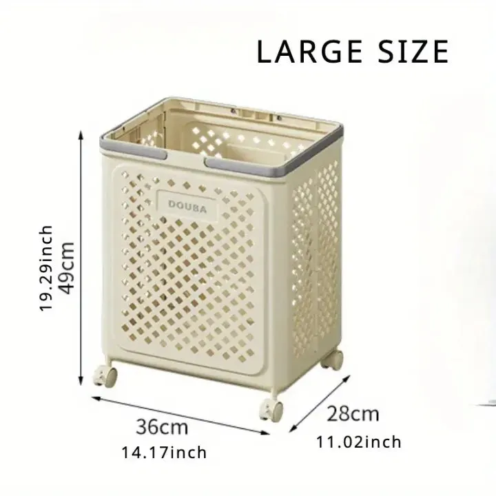 Space Saving Rolling Laundry Basket – Foldable Plastic Clothes Hamper with Wheels for Home — photo 2