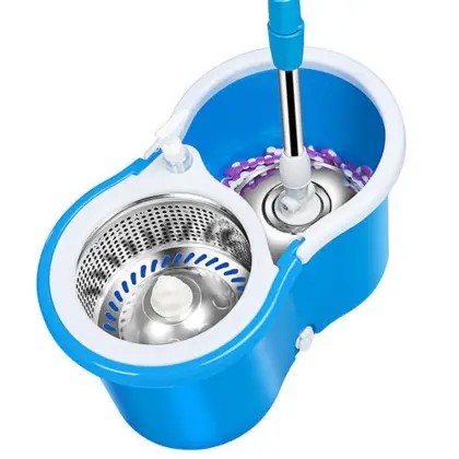 Easy Spin Magical Mop Set With Steel Bucket | 360 Degree Rotating Mop Head | Home & Office Floor Cleaning Tool
