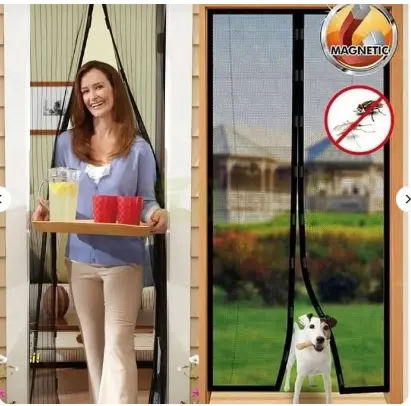 Hands-Free Retractable Magic Mesh Screen Door – Magnetic Closure, Easy Install, Keeps Bugs Out