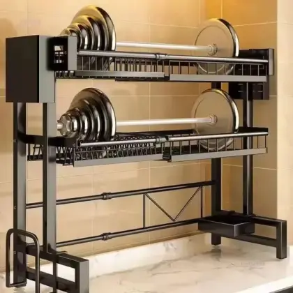 Multi-Tier Dish Drying Organizer with Side Holders & Drain - Tray Premium Sink Rack