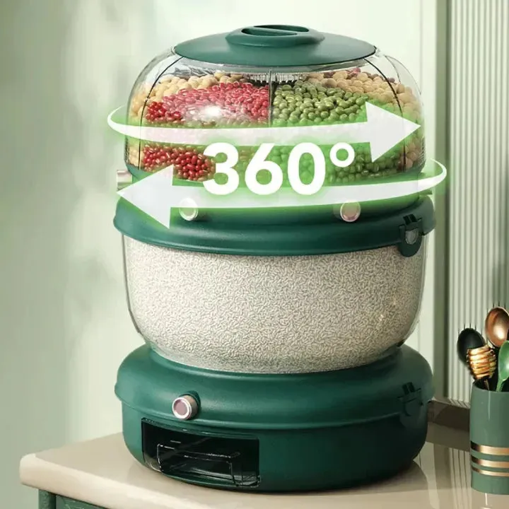 Luxury 6-Grid Rotating Grain Dispenser – 9KG Emerald Edition — photo 2