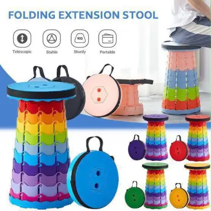 Portable Folding Stool Lightweight & Sturdy, Retractable Telescopic Stool For Gardening, Camping, Travel, Fishing, Hiking And Bbq(Multi Color)