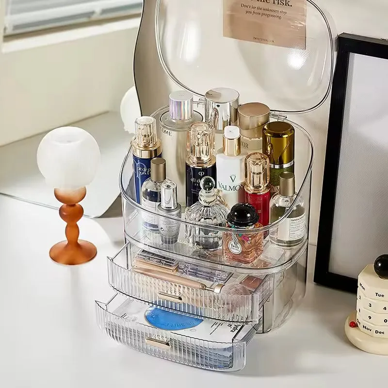 Transparent Desk Makeup Organizer Box – Large Capacity Cosmetic & Jewelry Storage — photo 3