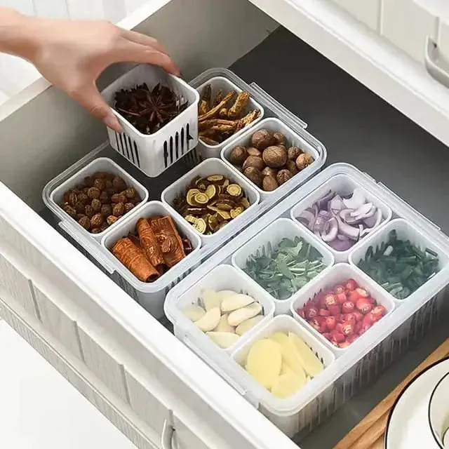 6-Compartment Detachable Fridge Organizer – Drain Basket — photo 3