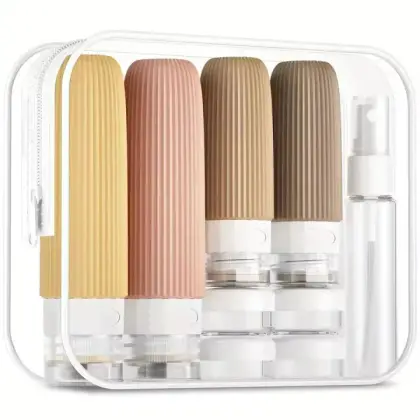Luxury 16 Piece Travel Toiletry Organizer – Leakproof Squeezable Silicone Bottle Set with Storage Bag