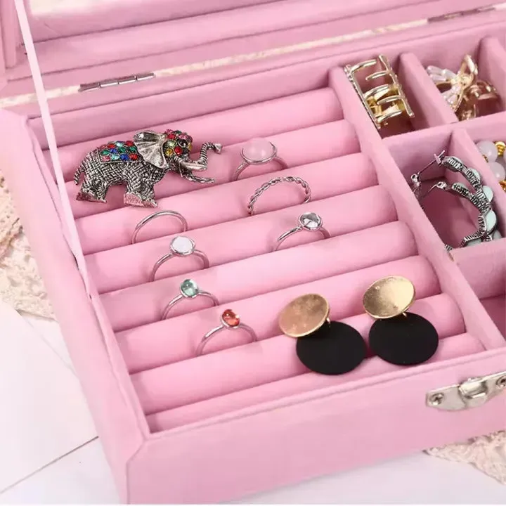 Premium Pink Jewellery Organizer – Glass Lid Ring & Earring Display Box — photo 2