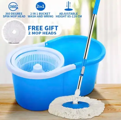 360° Rotating Spin Mop With Bucket - 2 Microfiber Cloth Refill Included (Extendable And Retractable)