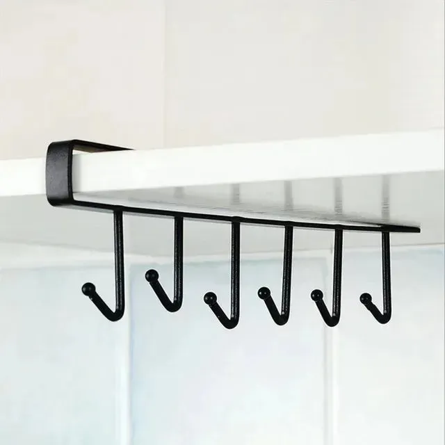 Under Cabinet Mug & Cup Holder Rack – 10 Hook Hanging Kitchen Storage Organizer