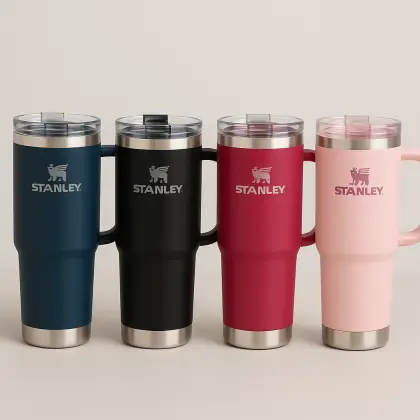 Stanley 40 Oz (1200ML) Stainless Steel Vacuum Insulated Tumbler with Straw – Leak-Proof Quencher Cup for Hot & Cold Beverages, Travel Mug, Gym Water Bottle, Coffee Thermos -Random Colors | Stanley | (