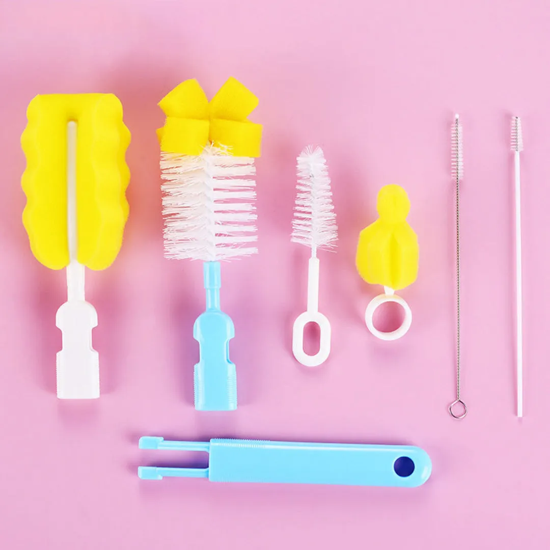 Zidello 6-Piece Baby Bottle Cleaning Brush Set – Bottle, Nipple, Straw & Tube Cleaner with Soft Sponge