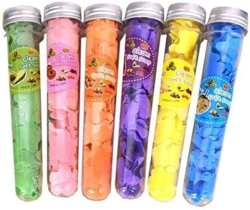 100 PCS Disposable Flower Paper Soap With Portable Tube Bottle – Multi-Color Travel Soap Sheets For Hand Washing, Camping, And Outdoor Use ( Random Color ) — photo 3