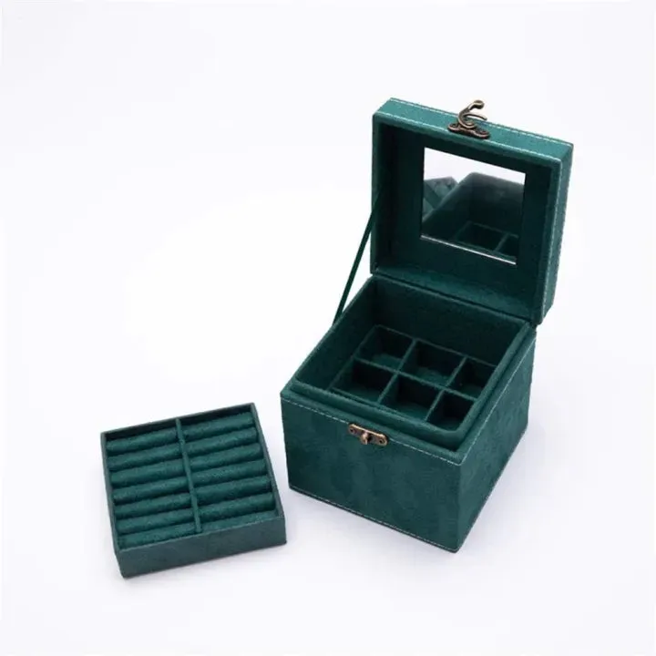 3 Layer Velvet Jewellery Box with Mirror & Decorative Handle — photo 3
