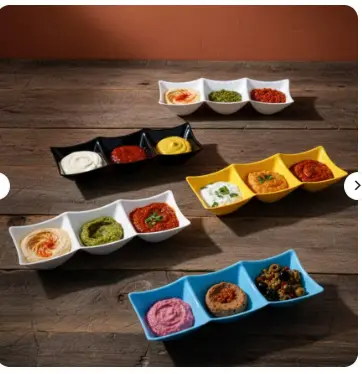 3 Grid Japanese Dip Sauce Tray Plastic Sauce Dish Multi Section Condiment Tray for Dips Snacks and Sushi (Random Color)
