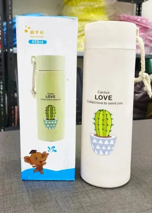 Premium 400ML Glass Water Bottle with Cactus Design – Leakproof BPA Free Portable Drinking Bottle — photo 2