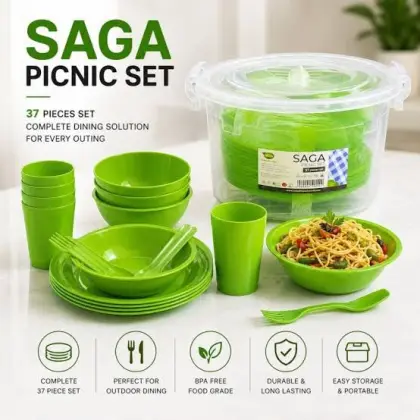 Saga Picnic Set   (6pcs Big Plate Set)  (6pcs Small Plate Set)  (6pcs bowl Set)  (6pcs Glass Set) (6pcs Spoon Set) (6pcs Folk Set)