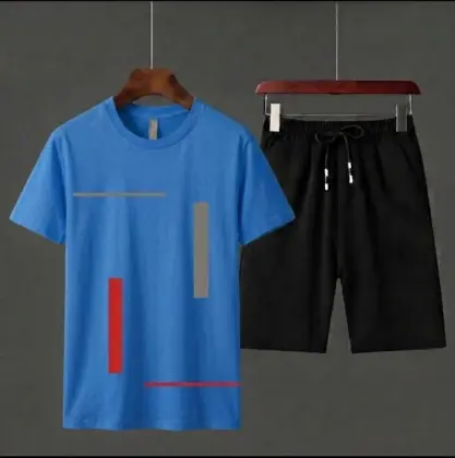 Pack of 2 Tracksuit 1 PCs shirt & 1 PCs short HY Boutique Men's Summer shirt & Shorts Tracksuit Set – Lightweight & Comfortable Casual Wear - Extra Large