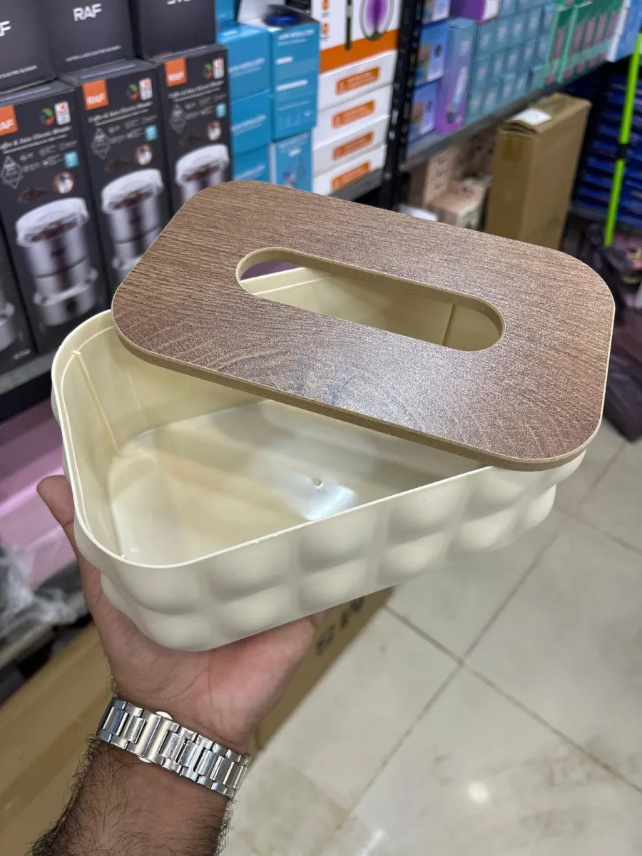 Bubble Tissue Box With Wooden Lid (Premium Quality)