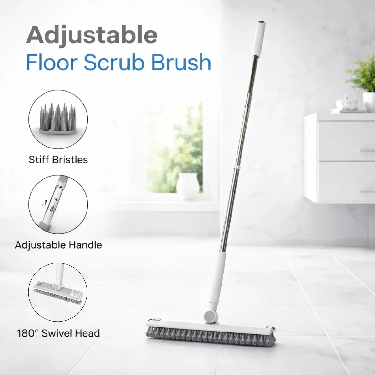 Zidello Folding Cleaning Brush Set – Adjustable Long Handle Floor Scrubber for Home — photo 3