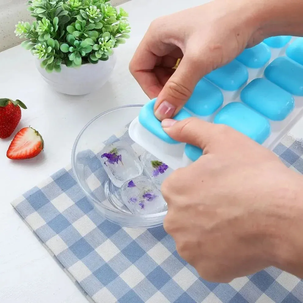 14-grid silicone ice cube tray with Storage Box & Mini Ice Tong | Food Grade Ice Mold — photo 2