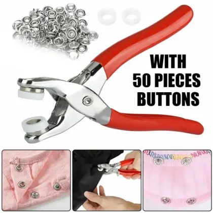 Snap Fastener Pliers With 50 Buttons Set With Lock In Metal