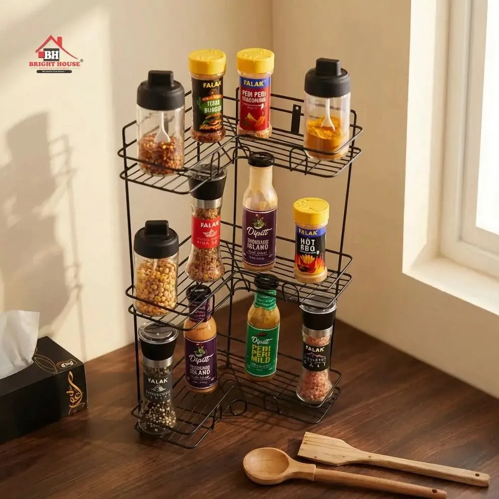Pure Metal Multipurpose 3 Layers Corner Rack