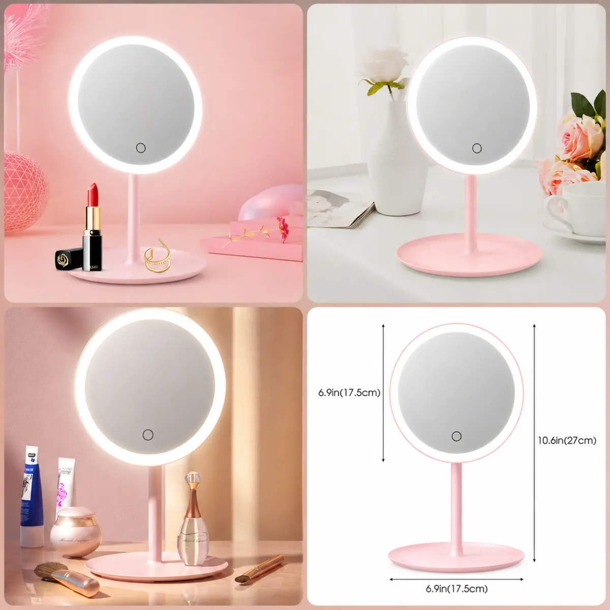 Rechargeable Led Makeup Mirror (Box Packing) (Random Colour)