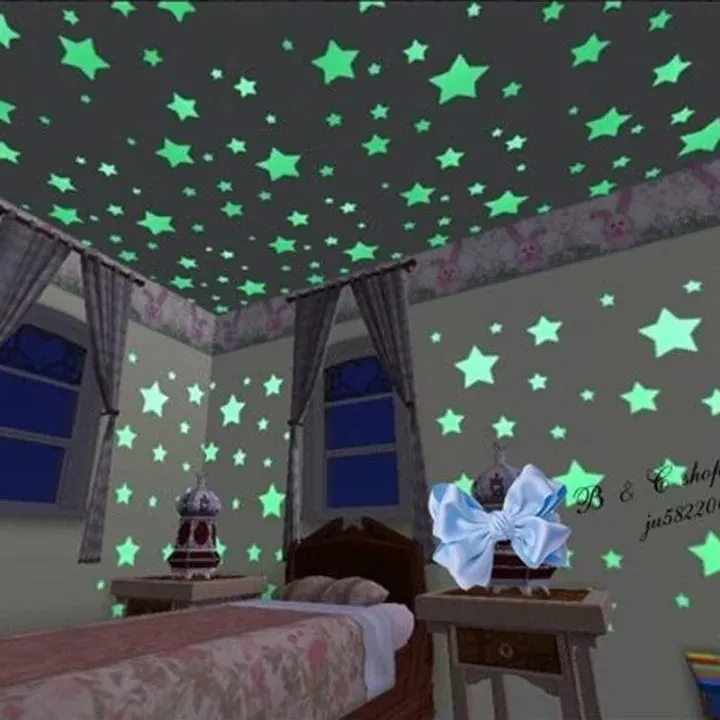 3D Glow Star Wall Stickers – 100PCS Luminous Ceiling Decor — photo 2