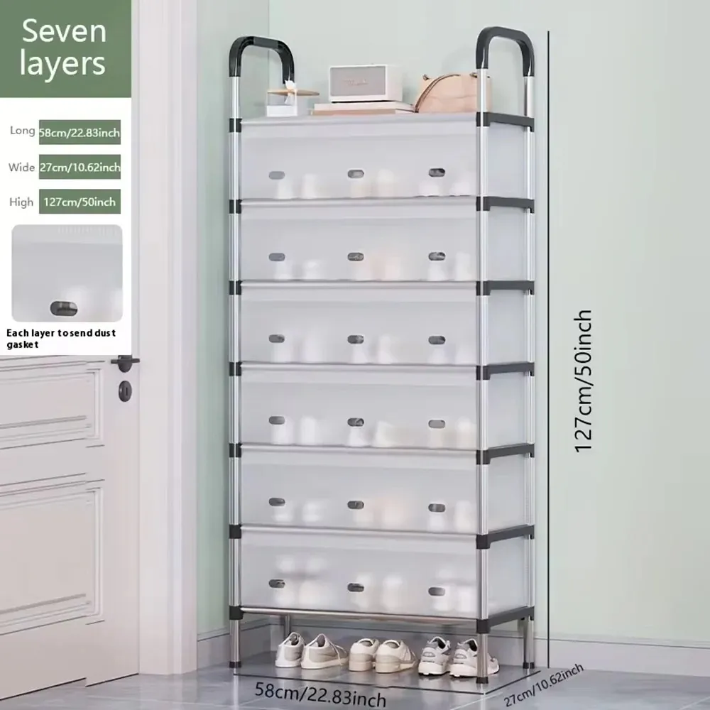 Modern Multi‑Layer Shoe Storage Rack | Dustproof Cover & Handles | Space‑Saving Organizer - 5 layer — photo 3