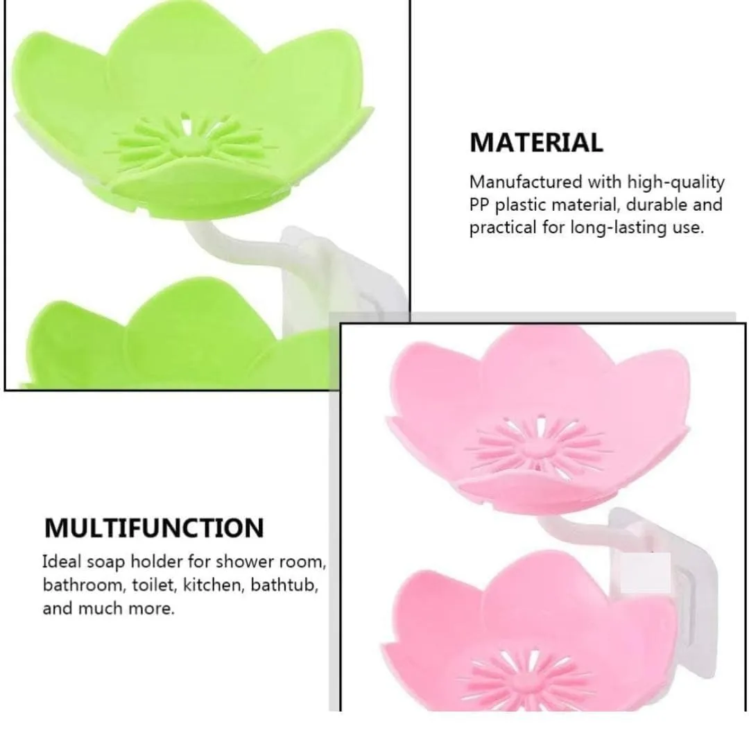 Multicolor Lotus Flower Soap Holder, Double Layer Wall-Mounted, No-Drill with Drainage, Quick-Dry Plastic Bathroom Organizer for Soap Storage, Soap Holder for Bathroom ( Random Color ) - 01 Stand — photo 7