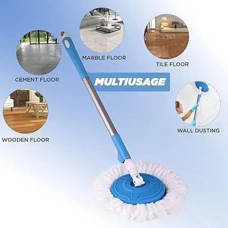 Universal 360° Stainless Steel Spin Mop Stick – Rod with Microfiber Head — photo 4