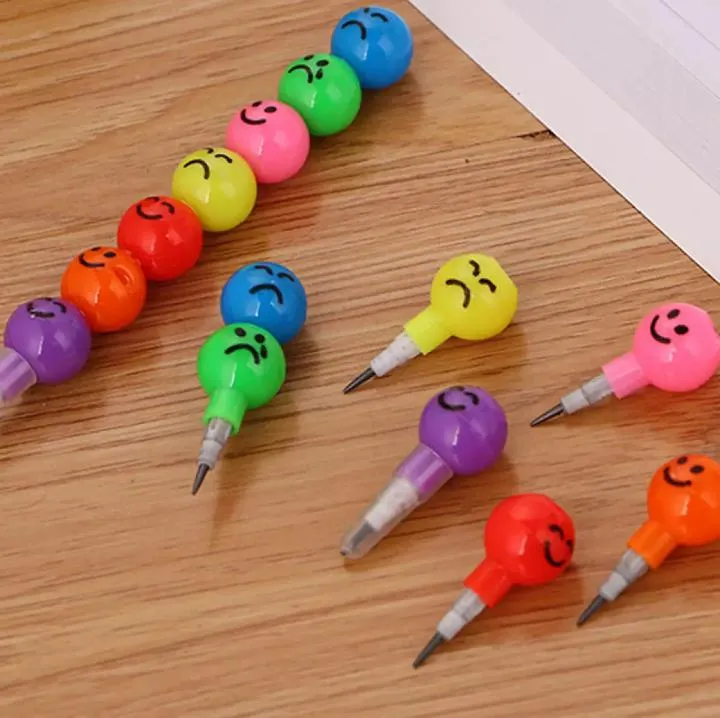 Smiley Cartoon Stationery Pencils Children Gift Rainbow Pencils With Funny Faces (Pack of 5) — photo 5