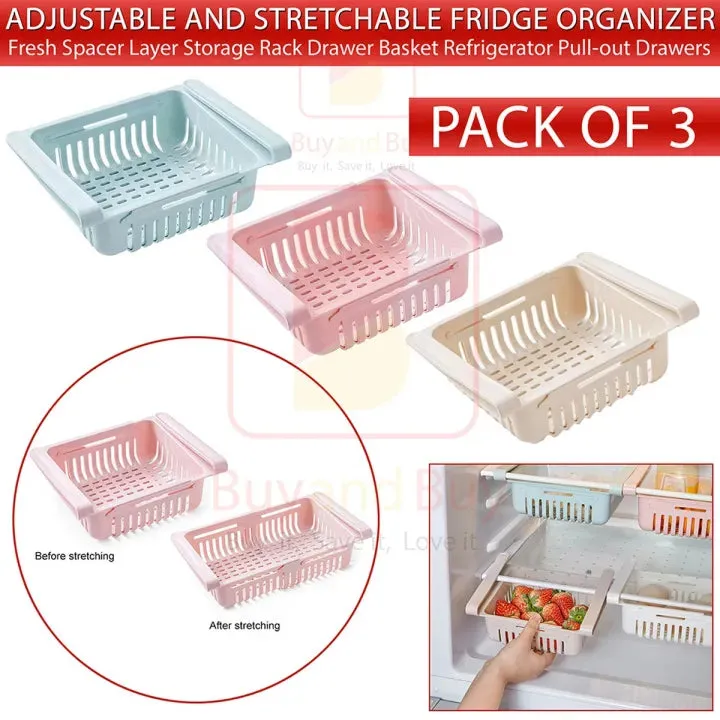 3PCS Fridge Storage Rack – Expandable Food Organizer Tray — photo 2
