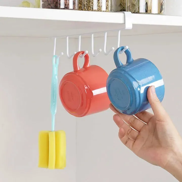 Under Cabinet Mug & Cup Holder Rack – 10 Hook Hanging Kitchen Storage Organizer — photo 4