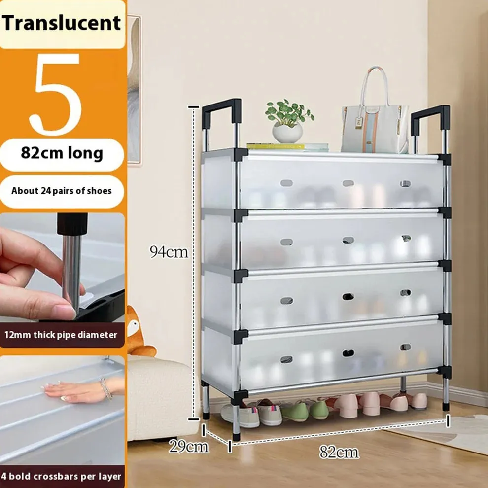 Modern Multi‑Layer Shoe Storage Rack | Dustproof Cover & Handles | Space‑Saving Organizer - 5 layer — photo 2