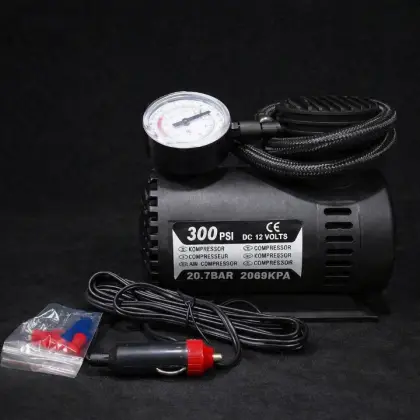300 PSI DC 12V Air Compressor – Portable Car Tyre Inflator with Pressure Gauge