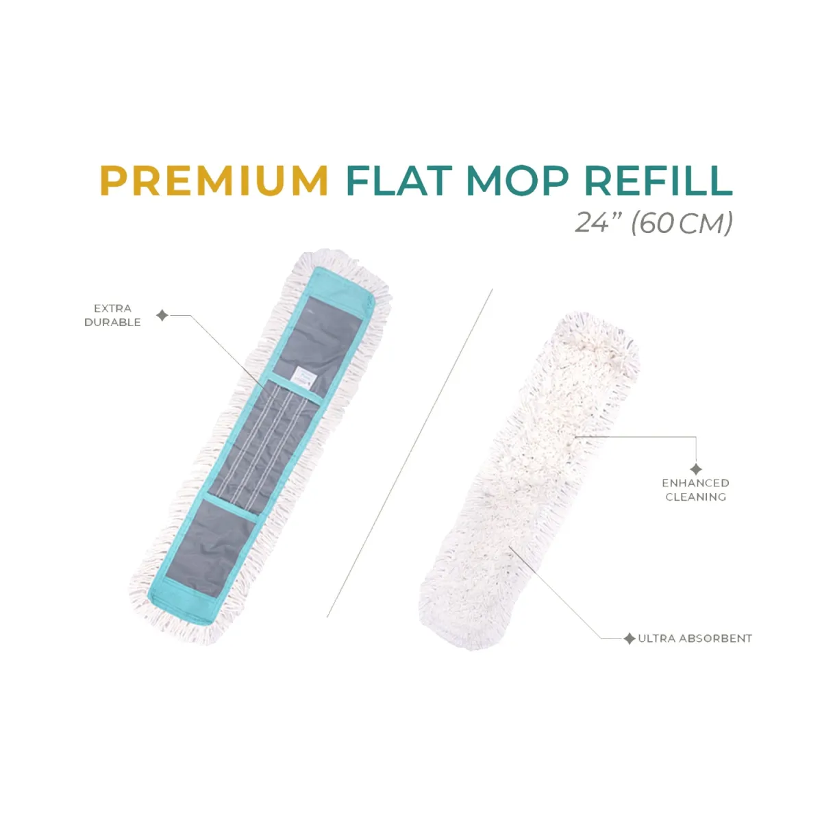 Zidello PREMIUM FLAT MOP REFILL - DRY 24″ INCH (60CM)