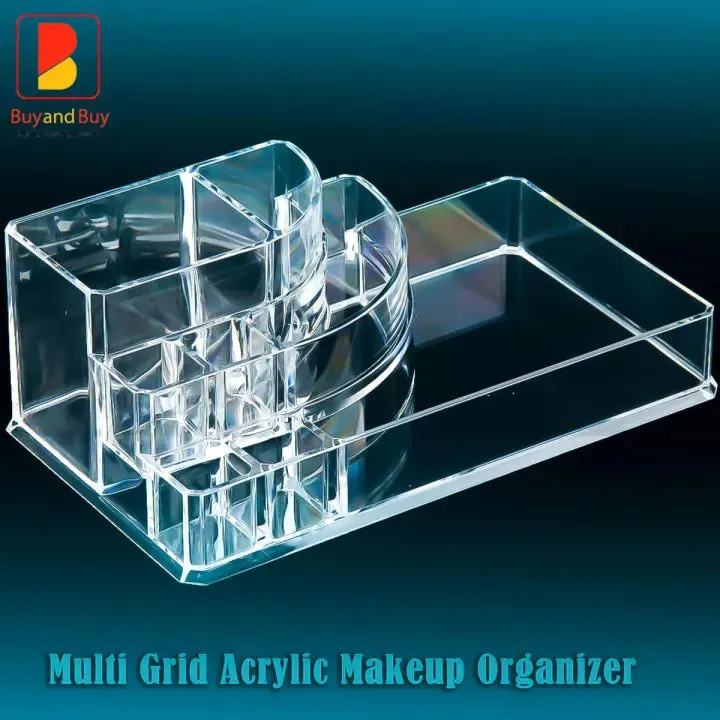 Multi-Grid Acrylic Makeup Organizer – Transparent Cosmetic Storage Box — photo 4