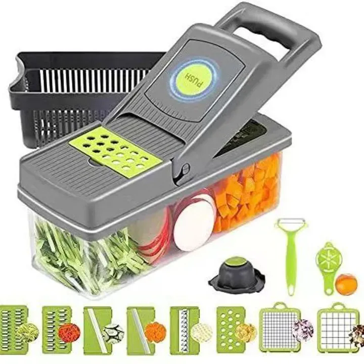 16-In-1 Multifunctional Vegetable Chopper & Slicer With Colander Basket And Storage Container – Heavy-Duty Food Cutter & Dicer For Onion, Potato, Carrot, Garlic & More — photo 2