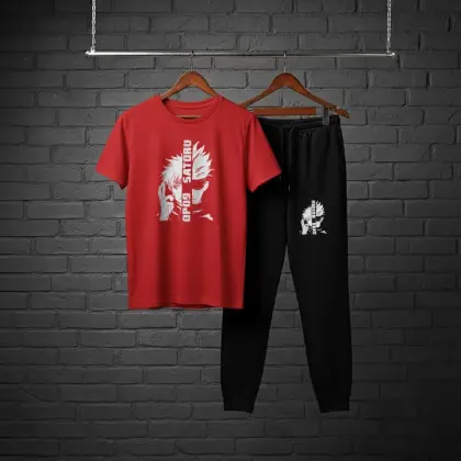 Top Trending Gojo Satoru Anime Printed Tracksuit for Men & Women – Premium Casual T-Shirt & Trouser Set (Random Color) - Extra Large